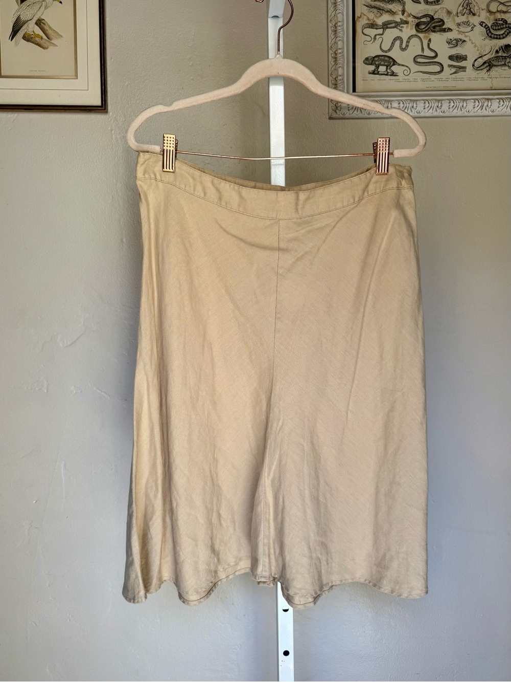 100% Linen Neutral Beige A-Line Skirt by Mossimo Size 8